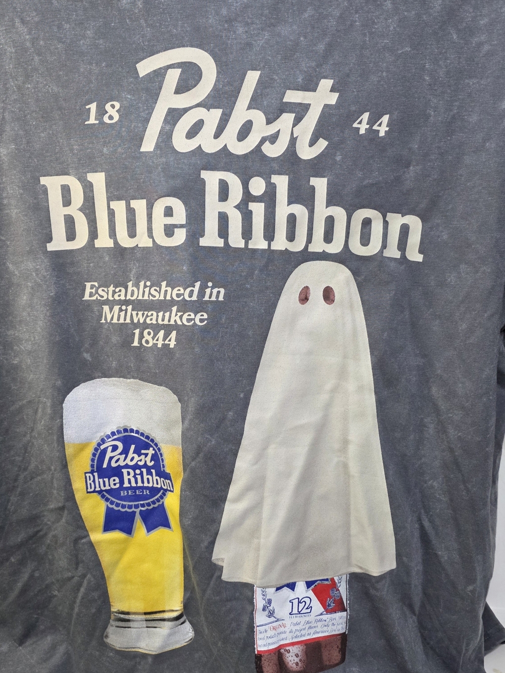 Pabst Blue Ribbon Double Sided Halloween Tshirt Mens Large